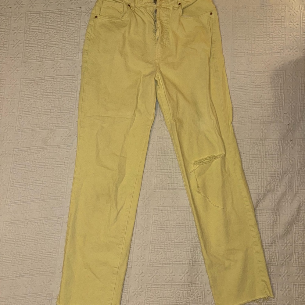 Yellow Straight-Leg Pants - Picture 1 of 8